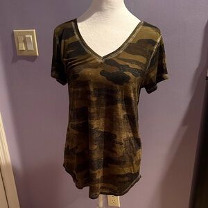 Lucky Brand Camouflage V-Neck Tee